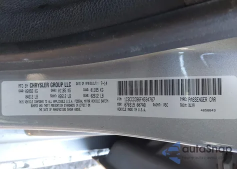 2015 Chrysler 200 C z USA, uszkodzony, nr VIN 1C3CCCCB6FN534767